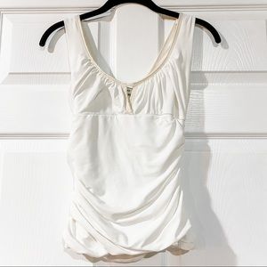 Off white, ruched bebe tank top